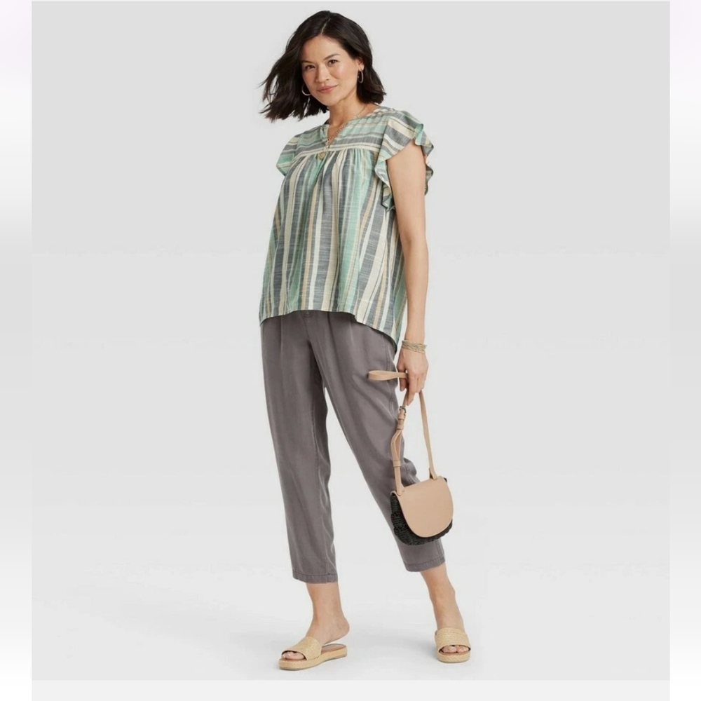 Knox Rose Sea Glass Flutter Sleeve Top - Picture 3 of 8